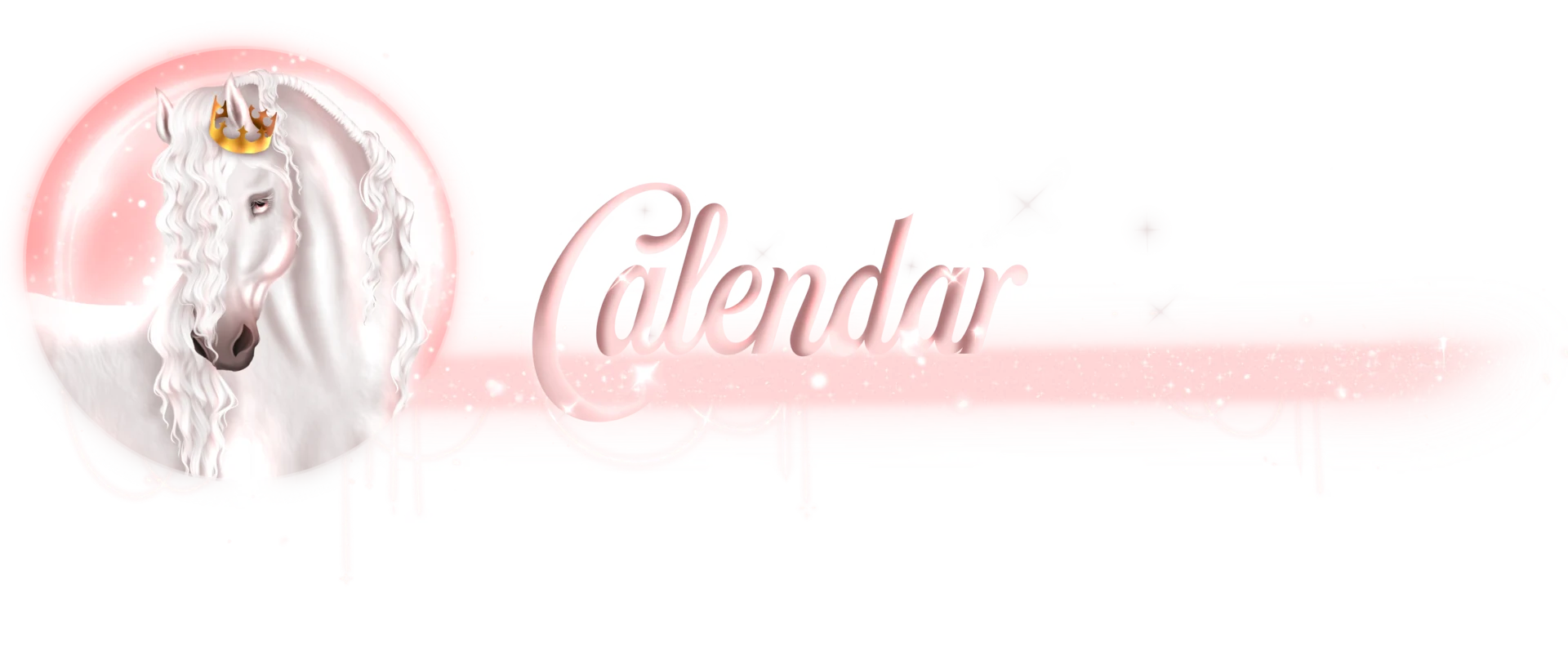 Light banner with a crowned white horse portrait and the word “Calendar”.