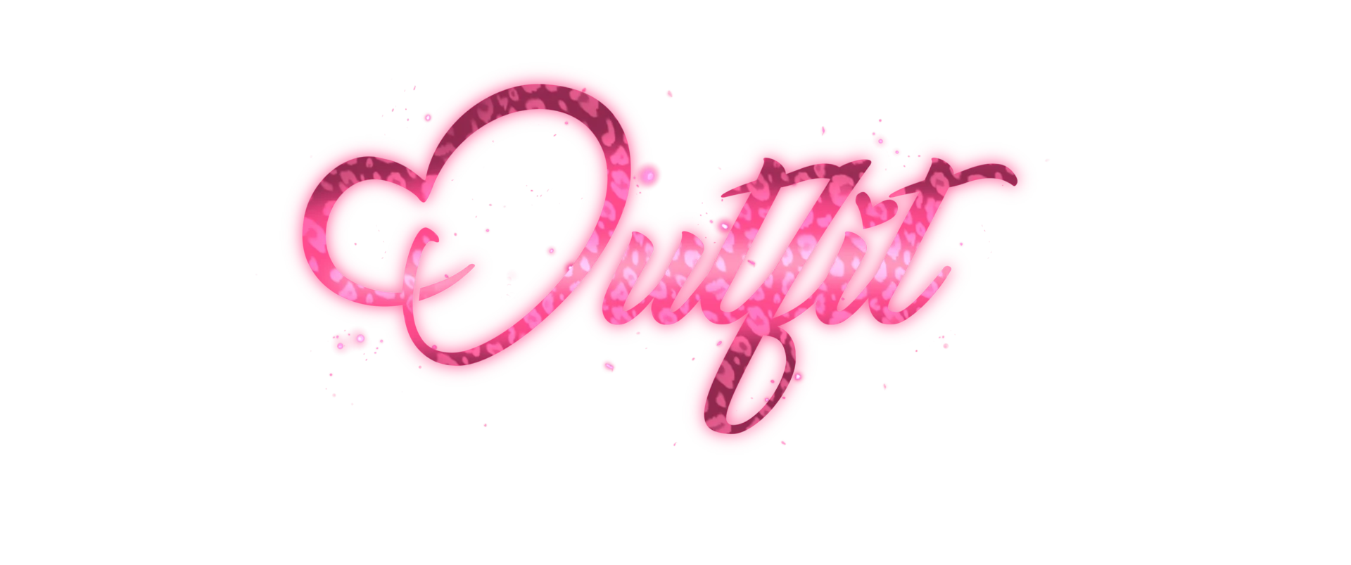 Glossy pink lettering forming a heart around the word “Outfit” on a pale pink background.